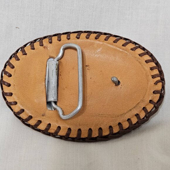 Real Eastern Rattlesnake Snakeskin Hand laced Belt Buckle made in USA - Picture 5 of 7